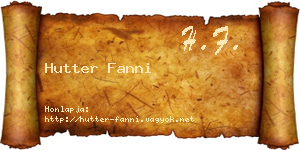 Hutter Fanni névjegykártya